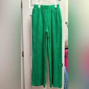 Green terry cloth pants